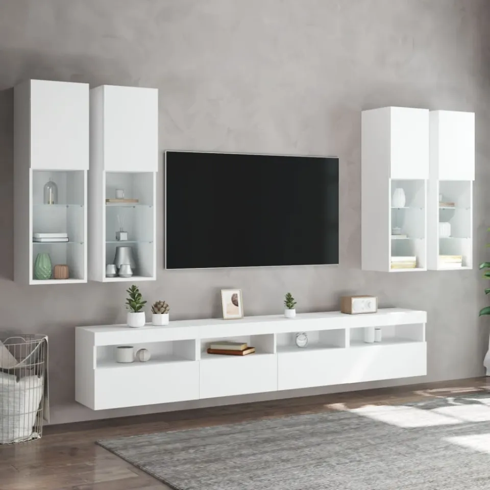 vidaXL 7-delige Tv-wandmeubelset met LED-verlichting wit, foto 3