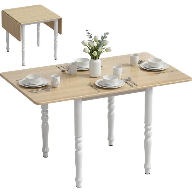 Homcom opklapbare eettafel - MDF, staal - 134 x 80 x 75 cm - naturel hout