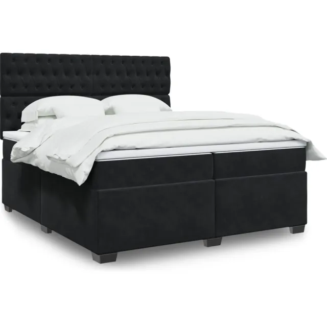 vidaXL Boxspring met matras fluweel zwart 200x200 cm