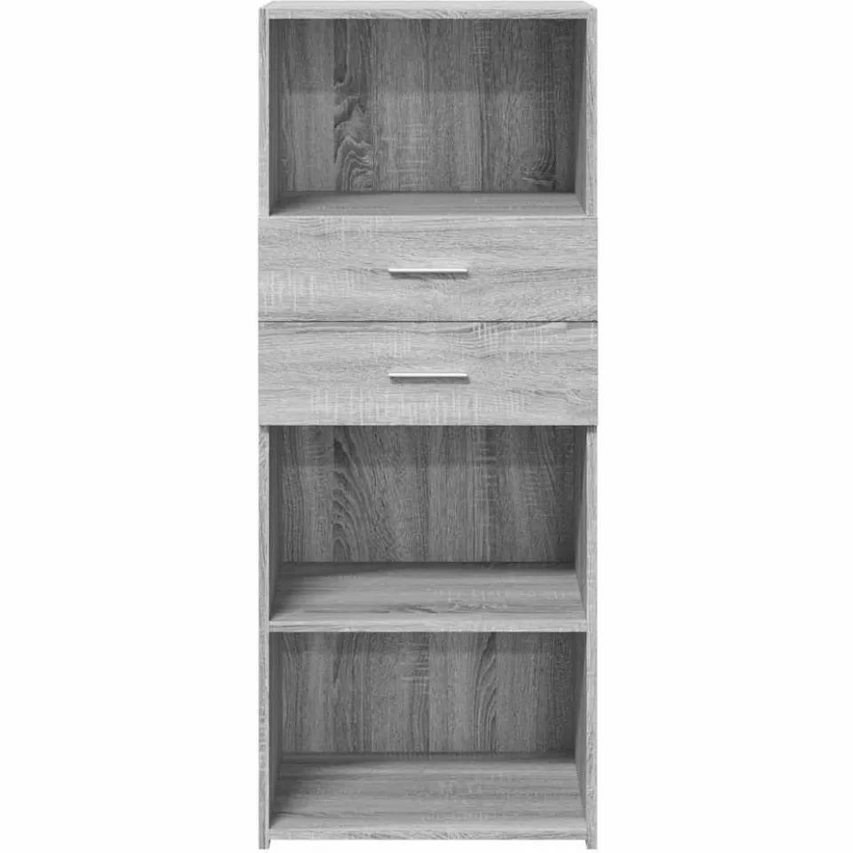 vidaXL Hoge kast 50x42,5x124 cm bewerkt hout grijs sonoma eikenkleurig