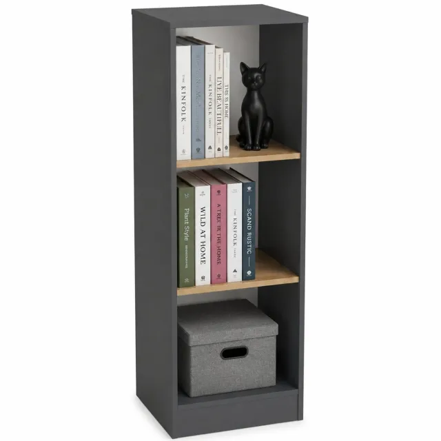 Vcm Bücherregal für Aktenordner, Büroregal mit 3 Fächern, H. 114 x B. 38 x 30 cm, Standregal für Büro und Homeoffice - Dilos Anthrazit / Honig-Eiche