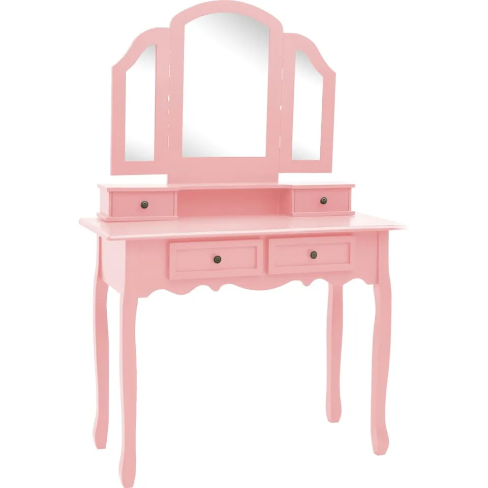 vidaXL Kaptafelset met kruk 100x40x146 cm paulowniahout roze, foto 2