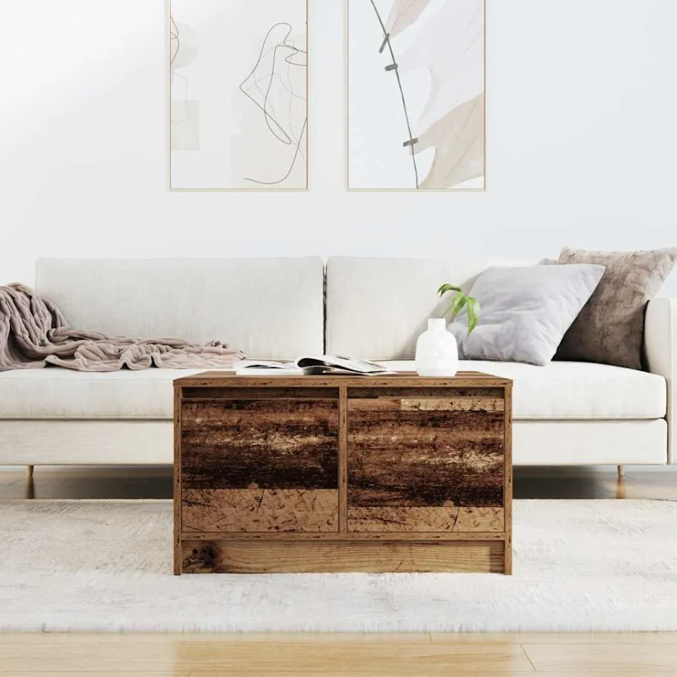 vidaXL Salontafel met lades 70,5x70x40 cm oud hout bruin, foto 3