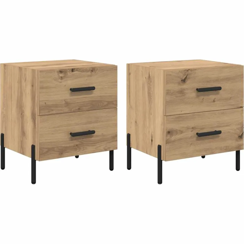 vidaXL Nachtkastje 2 st Artisan Eiken 40 x 35 x 47,5 cm Bewerkt hout, foto 3