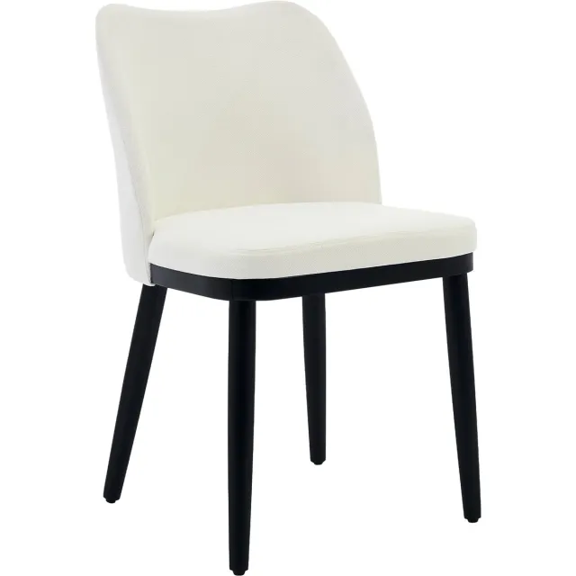 Danky Set van 2 Beklede Eetkamerstoelen - Comfortabele Stoffen Stoelen met Houten Poten - Moderne Eetstoelen voor Keuken en Woonkamer - Linnen Beige