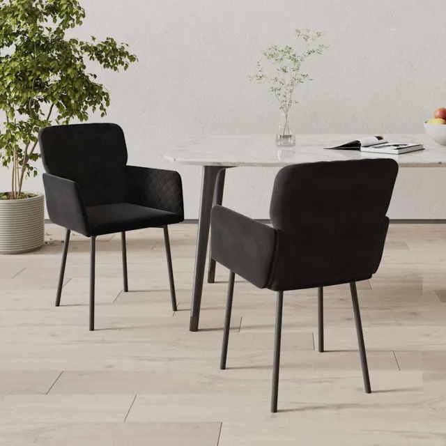 vidaXL Eetkamerstoelen 2 st fluweel zwart, foto 2