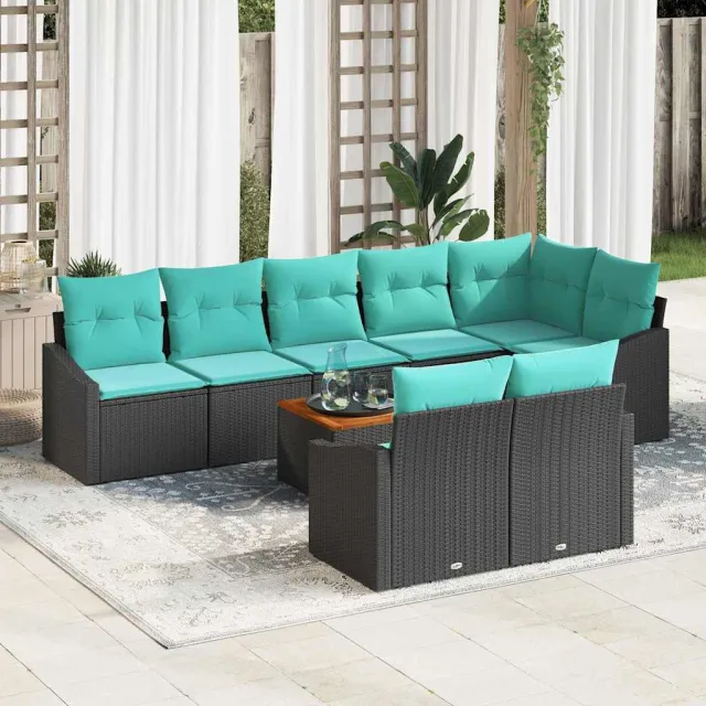 vidaXL Tuinbankenset 9 st Zwart poly rattan, foto 2
