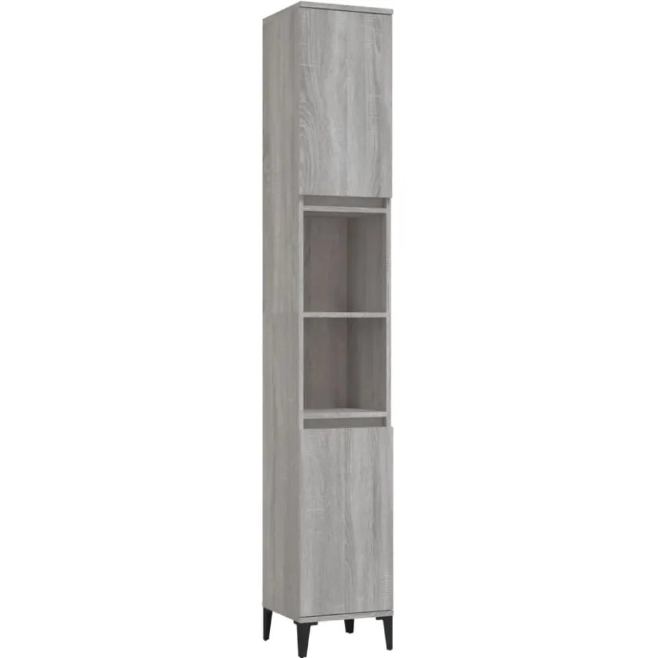 vidaXL 3-delige Badkamermeubelset bewerkt hout grijs sonoma eikenkleur, foto 4