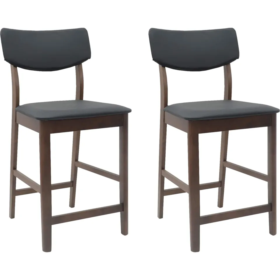 vidaXL Eettafelstoelen 2 st Massief Rubberhout Licht Bruin