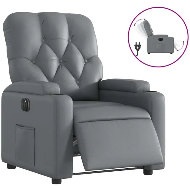 vidaXL Fauteuil - verstelbaar - elektrisch - kunstleer - grijs