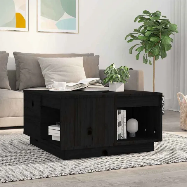 vidaXL Salontafel 60x61x32,5 cm massief grenenhout zwart, foto 2
