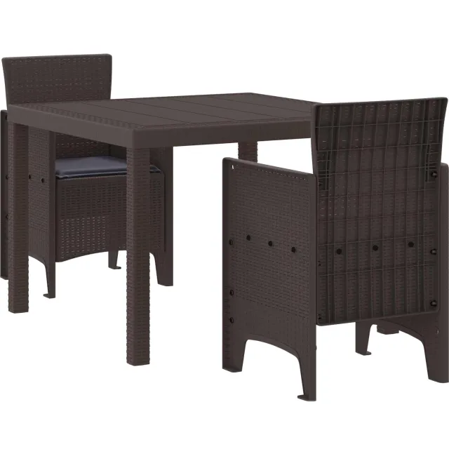 vidaXL Tuin Eetset 3 st Bruin Polypropyleen