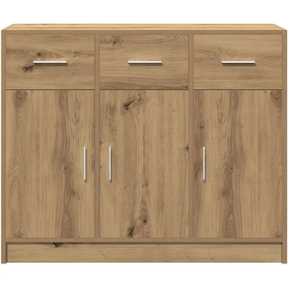 vidaXL Dressoir 91x28x75 cm bewerkt hout artisanaal eikenkleur Bruin