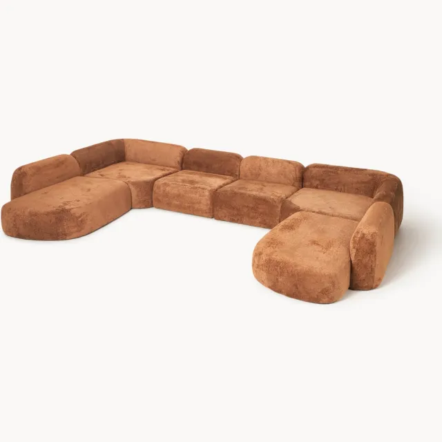 Westwing Collection XL modulaire bank Wolke van teddy bouclé Terracotta