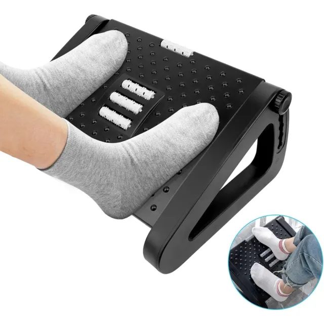 AMA Voetensteun Bureau - Voetensteun - Voetensteunkussen - 42x31x19cm - met Massagefunctie Zwart
