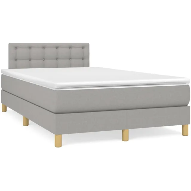 vidaXL Boxspring met matras en LED stof lichtgrijs 120x190 cm grijs