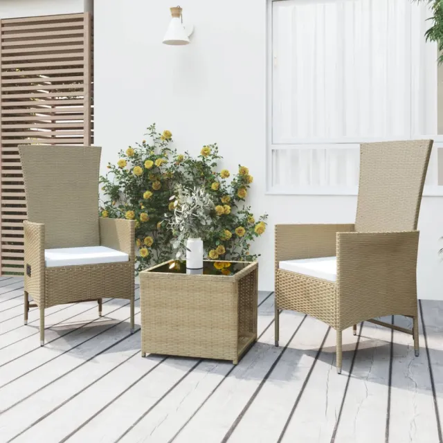 vidaXL 3-delige Loungeset poly rattan en staal beige, foto 2