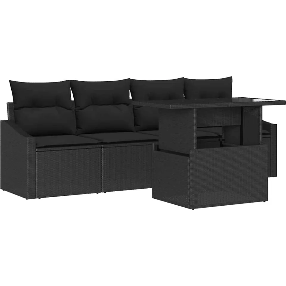 vidaXL Tuin Sofa Set 5 st Zwart poly rattan