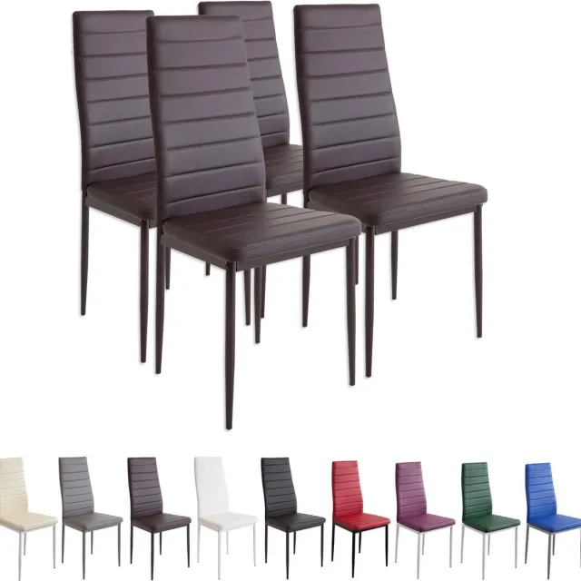 Albatros International Albatros MILANO Eetkamerstoelen in Set van 4, Bruin - Gestoffeerde stoel met kunstleer bekleding - Modern stijlvol design aan de eettafel - Keukenstoel of eetkamerstoel met hoog draagvermogen tot 110kg