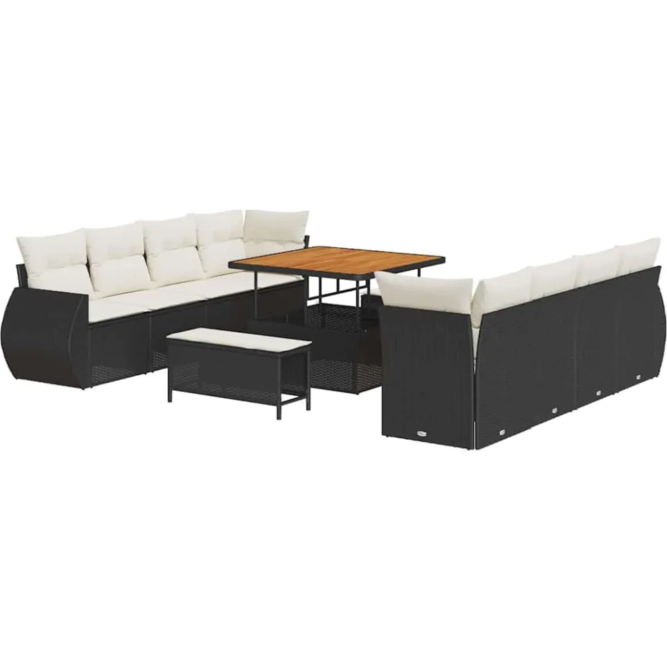 vidaXL Tuin Sofa Set 11 st Zwart poly rattan
