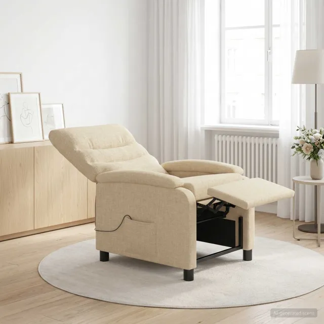 vidaXL Massage Recliner Crèmekleurig Stof