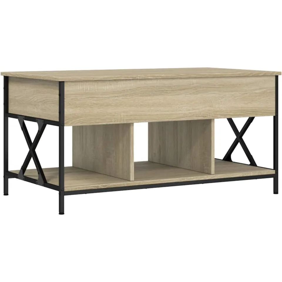 vidaXL Salontafel 100x55x50 cm bewerkt hout en metaal sonoma eiken Bruin