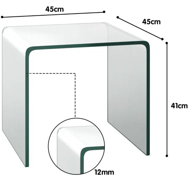 Suredeal Salontafel - Gehard Glas Transparante - Antislip Glijders Geïntegreerde - 45x45x41 cm - Transparant
