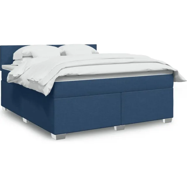 vidaXL Boxspring met matras stof blauw 180x200 cm