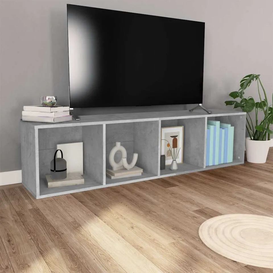 vidaXL Boekenkast/tv-meubel 36x30x143 cm bewerkt hout betongrijs grijs, foto 2