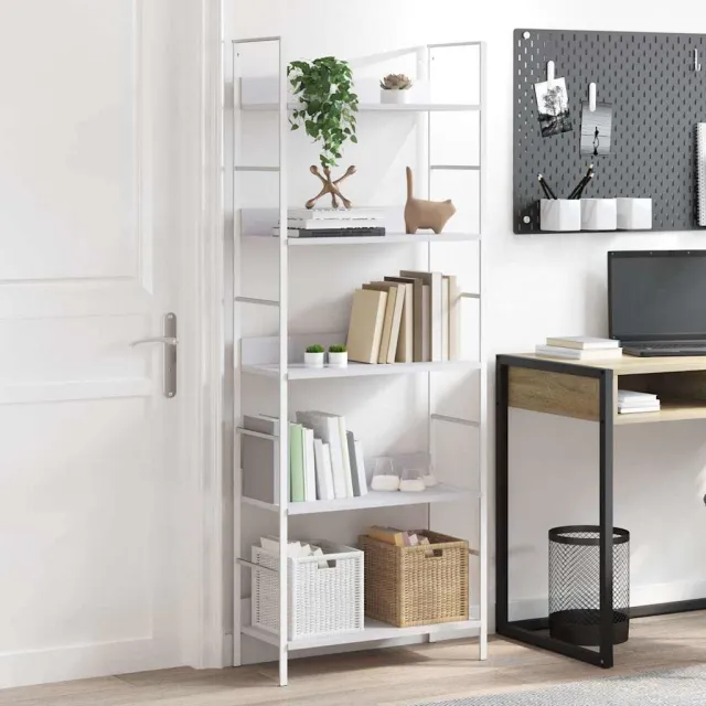 vidaXL Boekenkast met 5 schappen 60x27,6x158,5 cm bewerkt hout wit