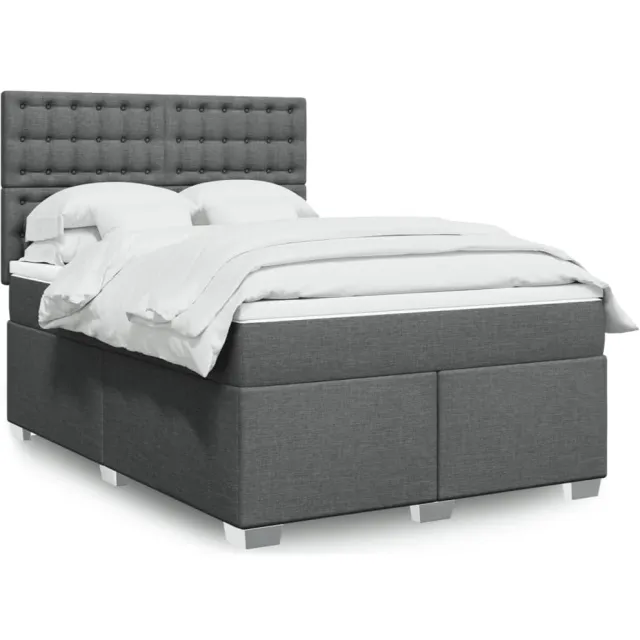 vidaXL Boxspring met matras stof donkergrijs 140x200 cm grijs