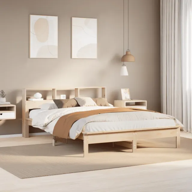vidaXL Bed met boekenkast zonder matras massief grenenhout 120x200 cm Bruin