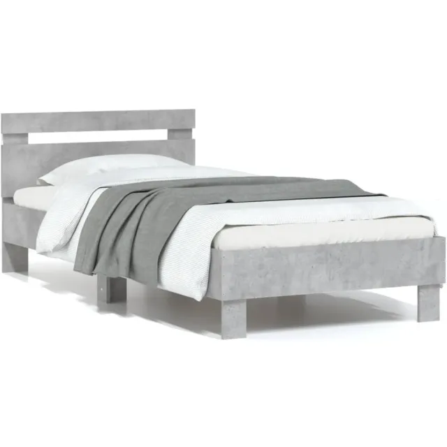vidaXL Bedframe met hoofdbord en LED-verlichting betongrijs 75x190 cm
