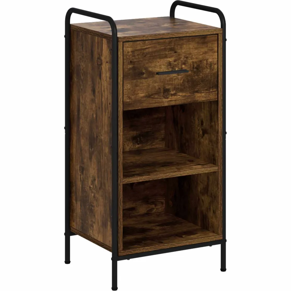 vidaXL Dressoir Gerookt eiken 97 x 33 x 81 cm Bewerkt hout, foto 3