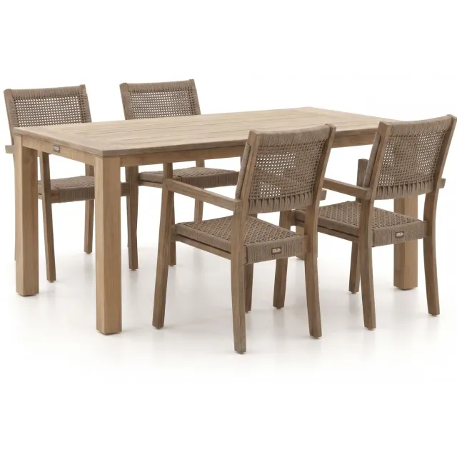 ROUGH Furniture ROUGH-Batang Rope/ROUGH-X 200cm dining tuinset 5-delig stapelbaar Bruin