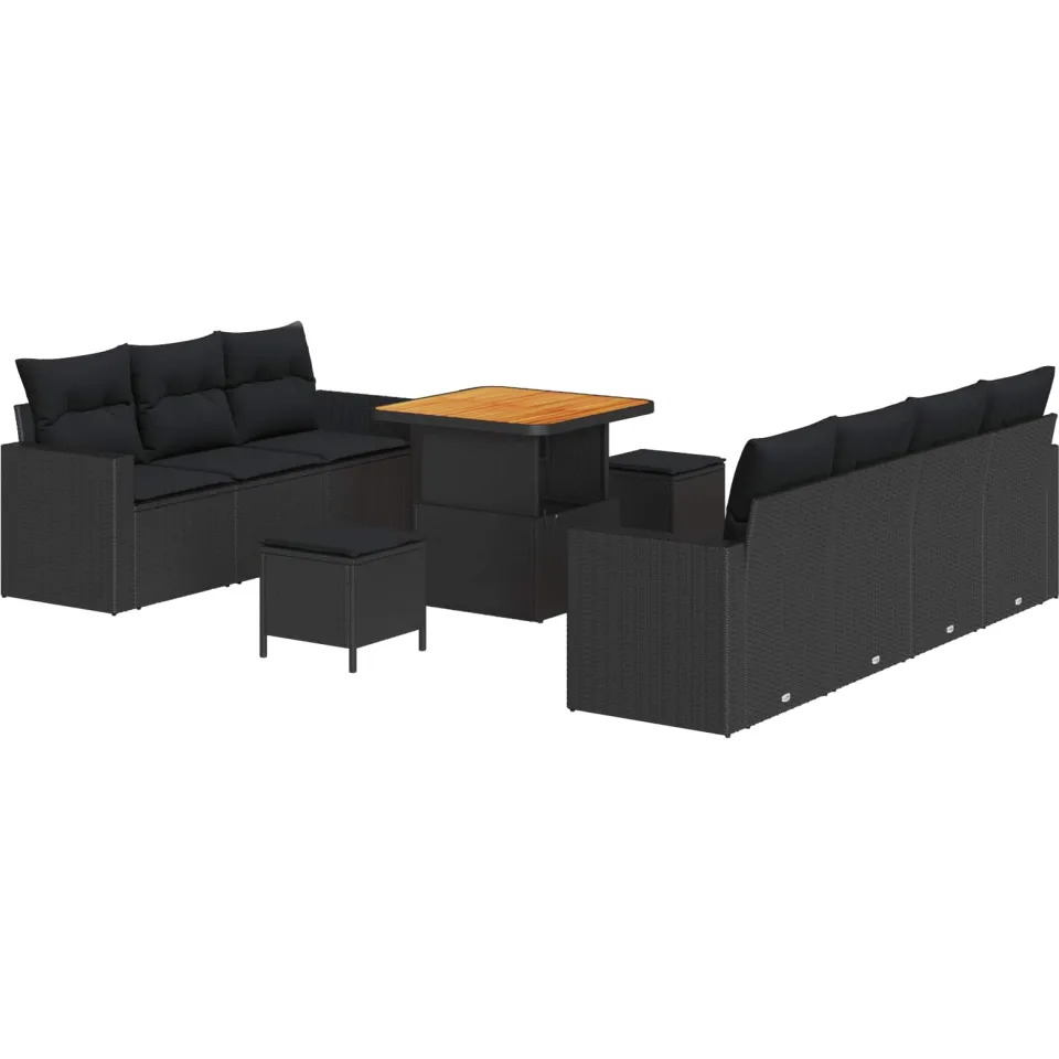vidaXL Tuin Sofa Set 10 st Zwart poly rattan
