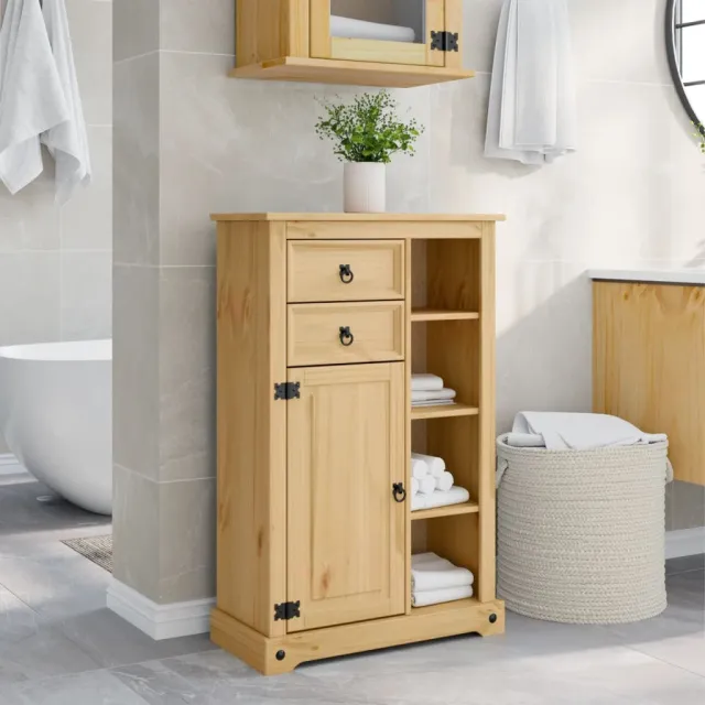vidaXL Badkamerkast Corona 70x33x110 cm massief grenenhout bruin, foto 2