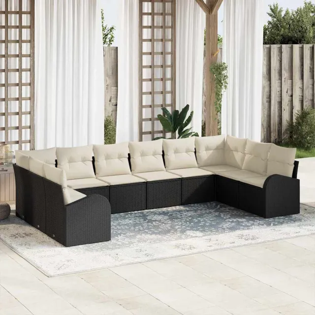 vidaXL Bankstel 10 st Zwart [Synthetisch]: Polyrattan