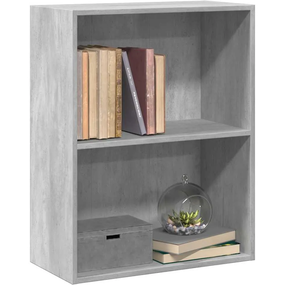 vidaXL Boekenkast met 2 schappen 60x30x76,5 cm bewerkt hout betongrijs grijs, foto 3
