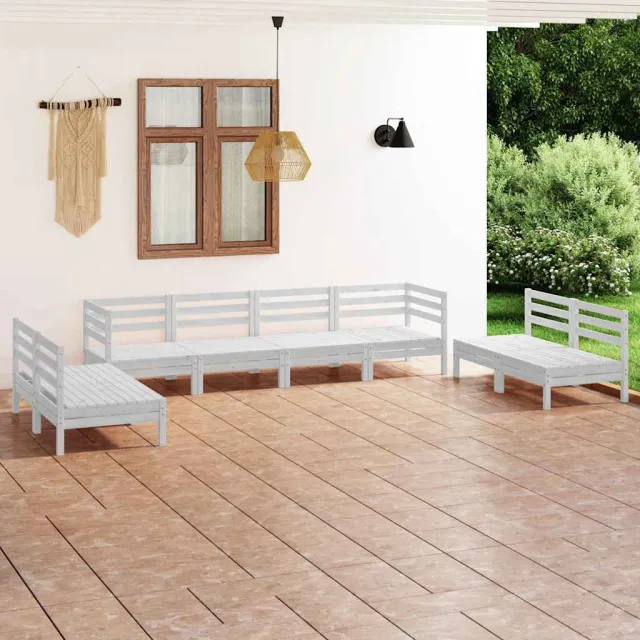vidaXL 8-delige Loungeset massief grenenhout wit, foto 2