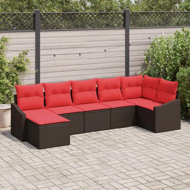 vidaXL Bankstel 7 st Bruin poly rattan, foto 2