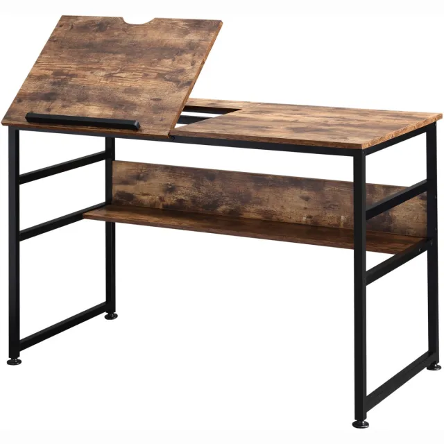 Homcom Tekentafel-Spaanplaat-120x60x75cm-Rustiek Bruin