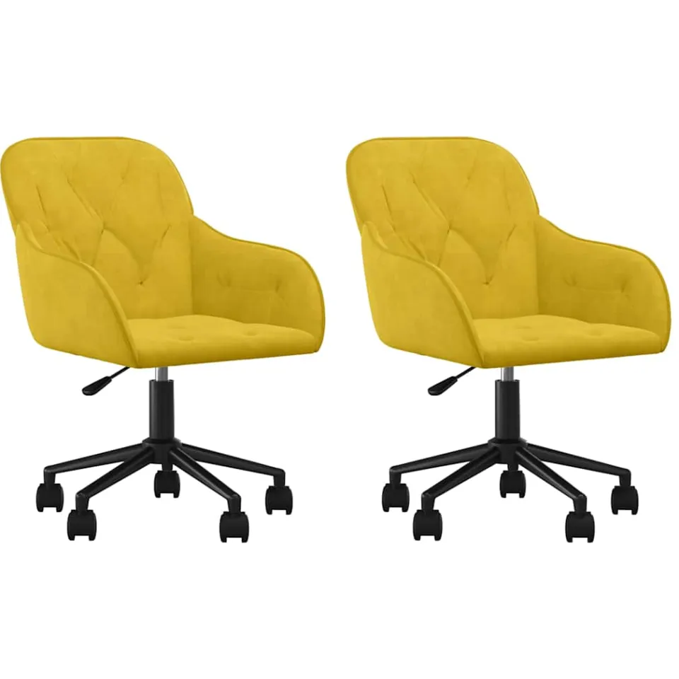 vidaXL Eetkamerstoelen draaibaar 2 st fluweel geel, foto 3