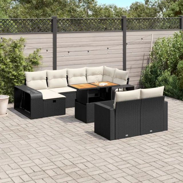 vidaXL 11-delige Loungeset met kussens poly rattan zwart, foto 2