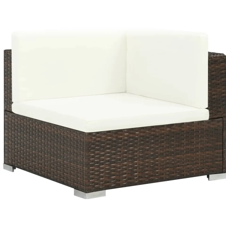 vidaXL 7-delige Loungeset met kussens poly rattan bruin