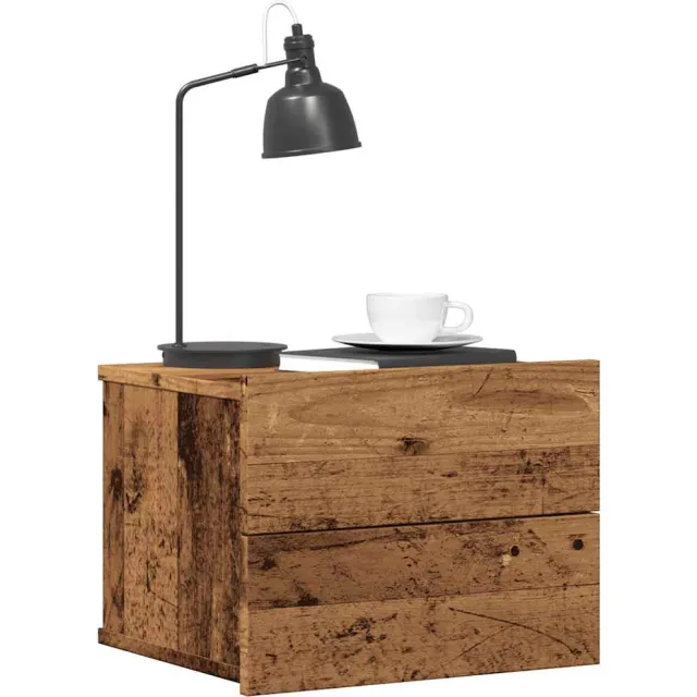 vidaXL Nachtkastjes 2 st wandgemonteerd 40x32x30 cm oud houtkleurig bruin, foto 2