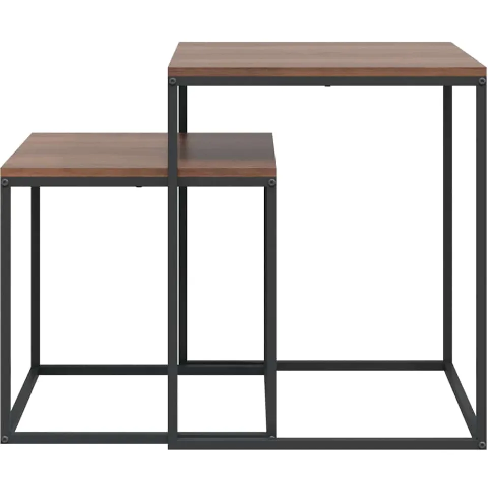 vidaXL Salontafelset 2 st bewerkt hout en metaal zwart, foto 4
