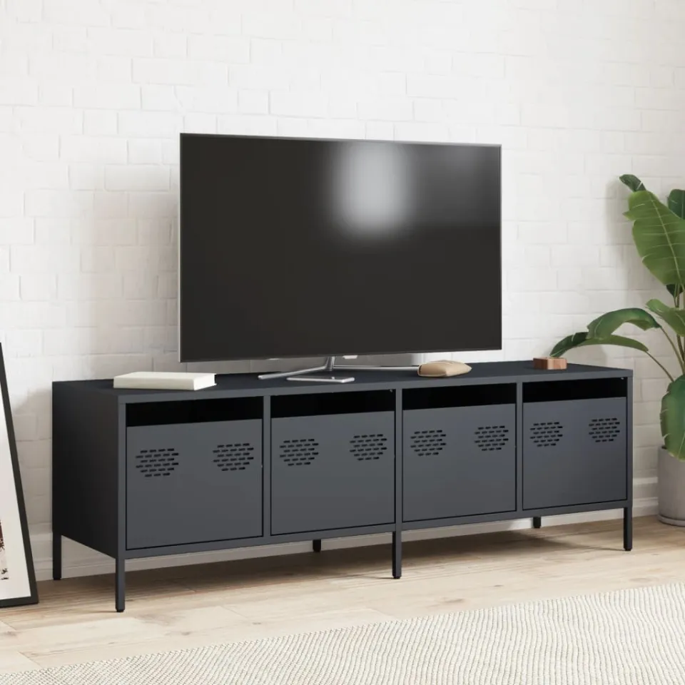vidaXL Tv-meubel 135x39x43,5 cm koudgewalst staal antracietkleurig, foto 2