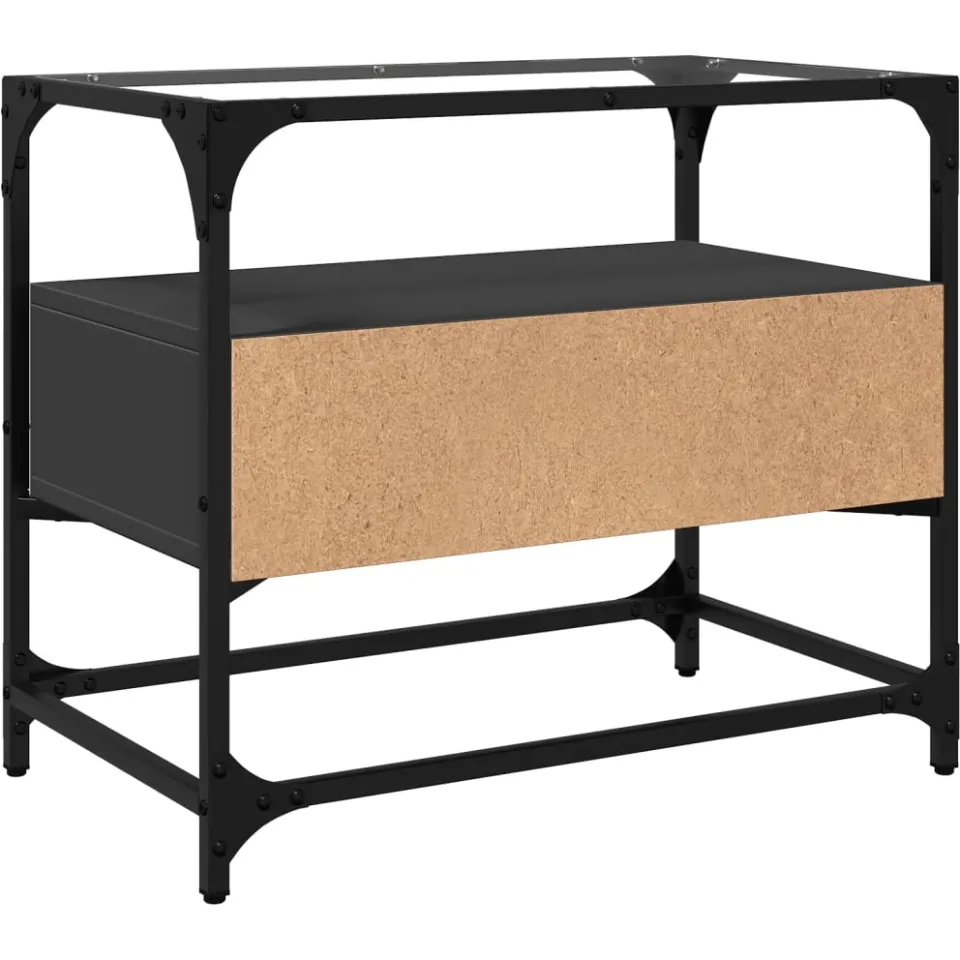 vidaXL Tv-meubel met glazen blad 60x35x51 cm bewerkt hout zwart, foto 4