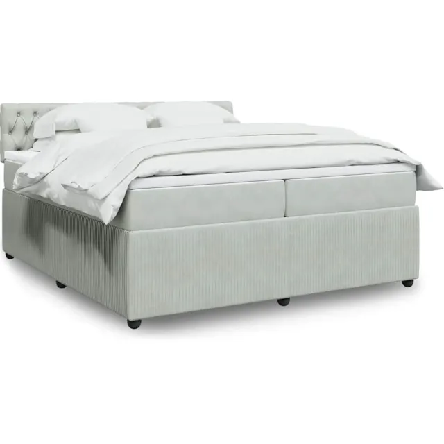 vidaXL Boxspring met matras fluweel lichtgrijs 200x200 cm grijs